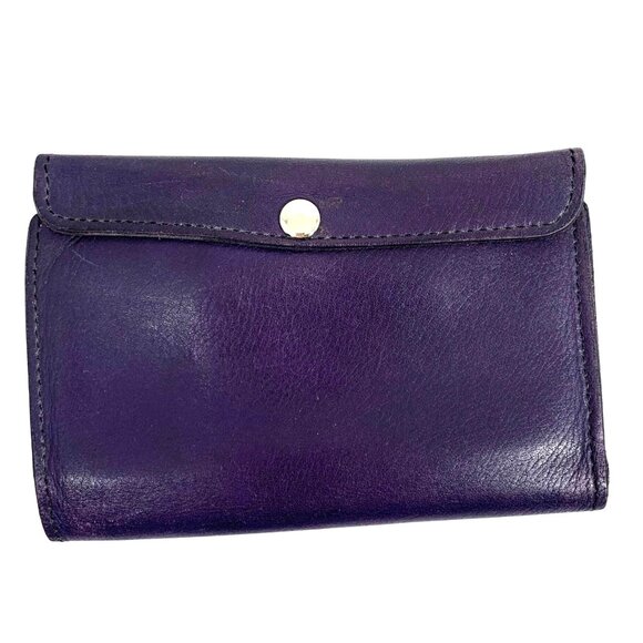 VTG Artisan Purple Leather Snap Closure Travel Wallet Multiple Card Slots - Picture 1 of 10